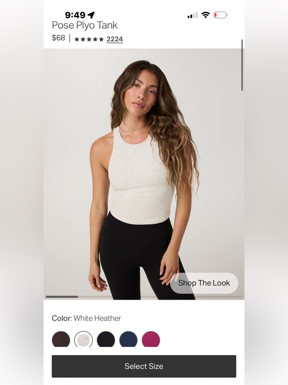 Vuori Pose Plyo Tank White Heather Grey Scoop Neck Tank Size XXL